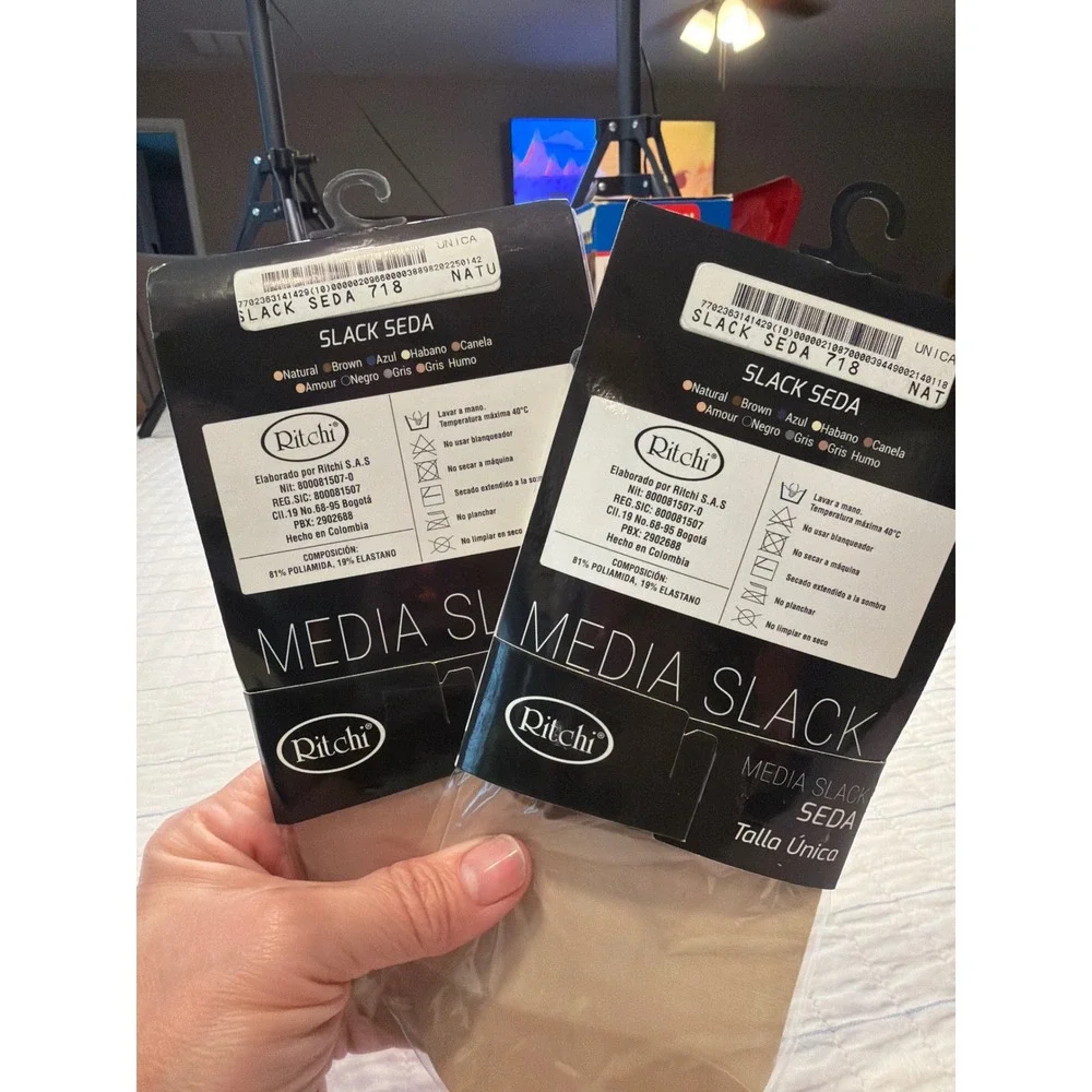 2pk Ritchi Slack Seda Matte Texture Hosiery Natural One Size Ref 718 Sheer 15D